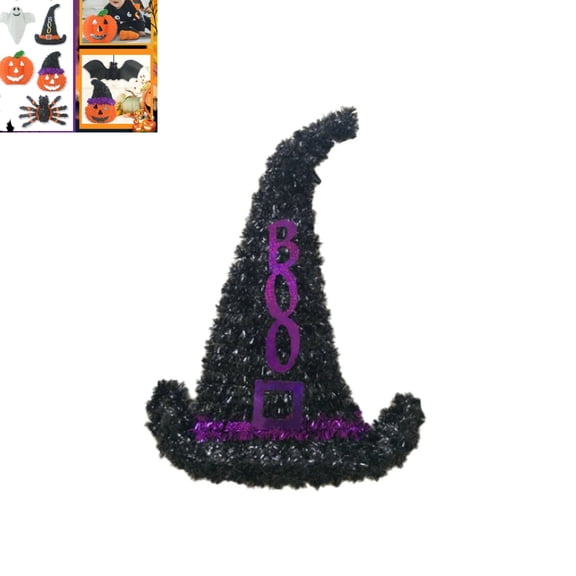 Halloween Tinsel Hanging Ornament, Witch Hat‑Shaped Wall Hanging Decoration for Party Indoor Home Festive Decor