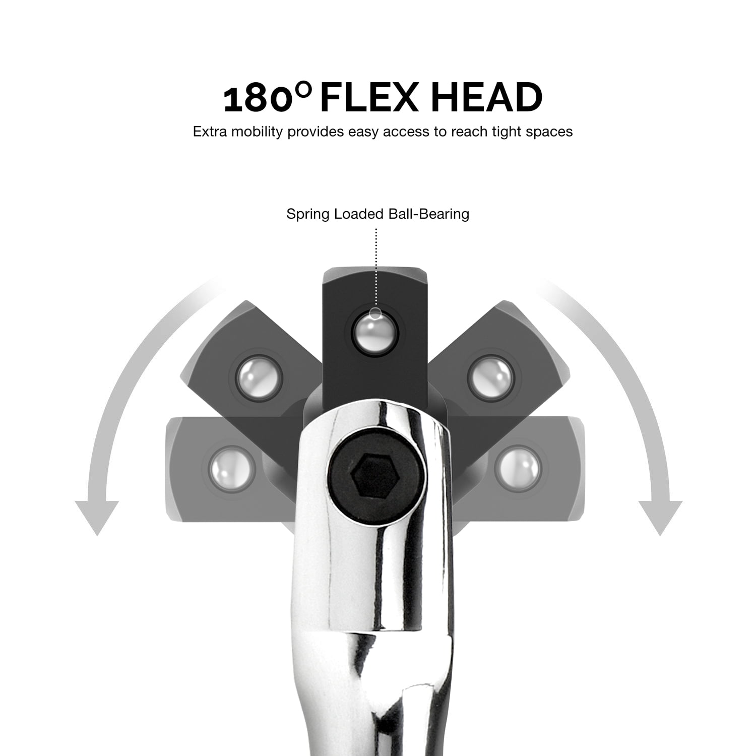 180 Flex Head 12” Length Cr-V Steel Neiko 00339A 3/8 Drive Premium Breaker Bar 