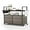 Grey Wicker, variant on Outdoor Bar Cart with Storage Cabinet, Patio Bar Table with Tempered Glass Tabletop, Outdoor Serving Grill Cart with Rolling Wheels, Rattan Bar Cart for Patio, Backyard, Grey Wicker