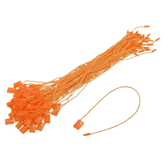 Uxcell 140Pcs Nylon Hang Tag String 6.7Inch Snap Lock Pins Loop Price Tag Fastener Plastic Tags Orange