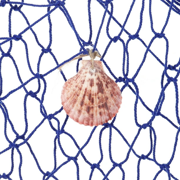 Uxcell Fishing Net Decor, 80 x 40 Fish Net Decor with Sea Shells, Dark  Blue 