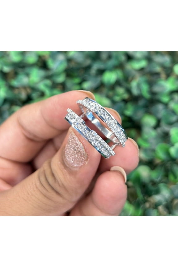 Diamond Wedding Wrap Ring jacket in 925 Sterling Silver - Birthday gift for mom