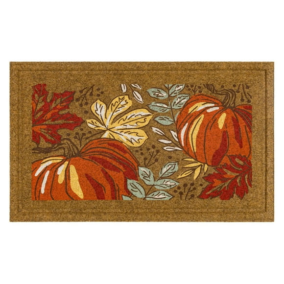 Mohawk Home Cottage Pumpkins Faux Coir Polyester Doormat, Orange, 18" x 30"
