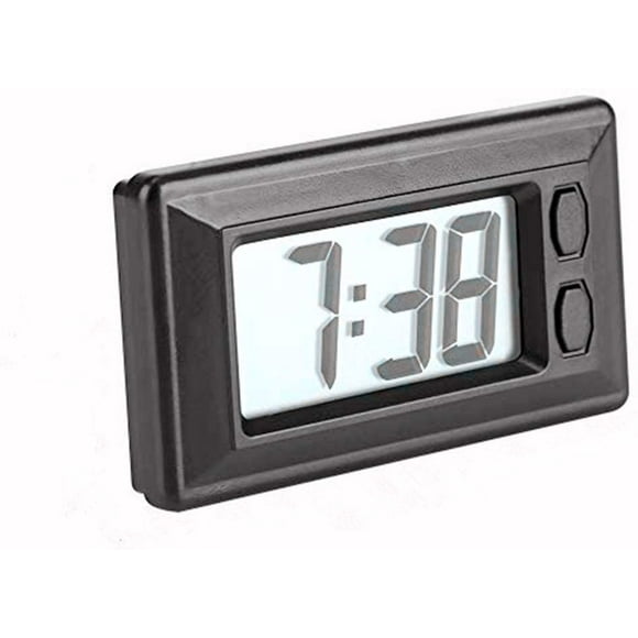 Digital Clock, MAGT Portable LCD Car Dashboard Desk Electronic Clock Date Time Calendar Display Dashboard with Adhesive