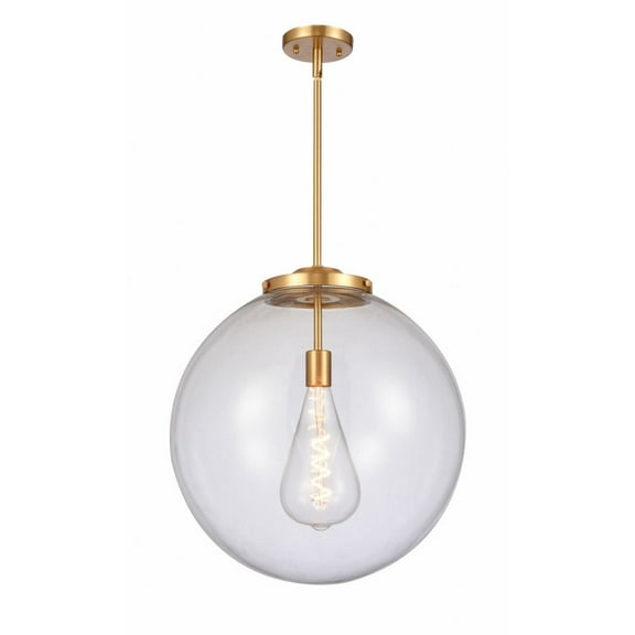 221-1S-SG-G202-18-Innovations Lighting-Beacon - 1 Light Pendant In Industrial Style-19 Inches Tall and 18 Inches Wide-Satin Gold Finish-Clear Glass