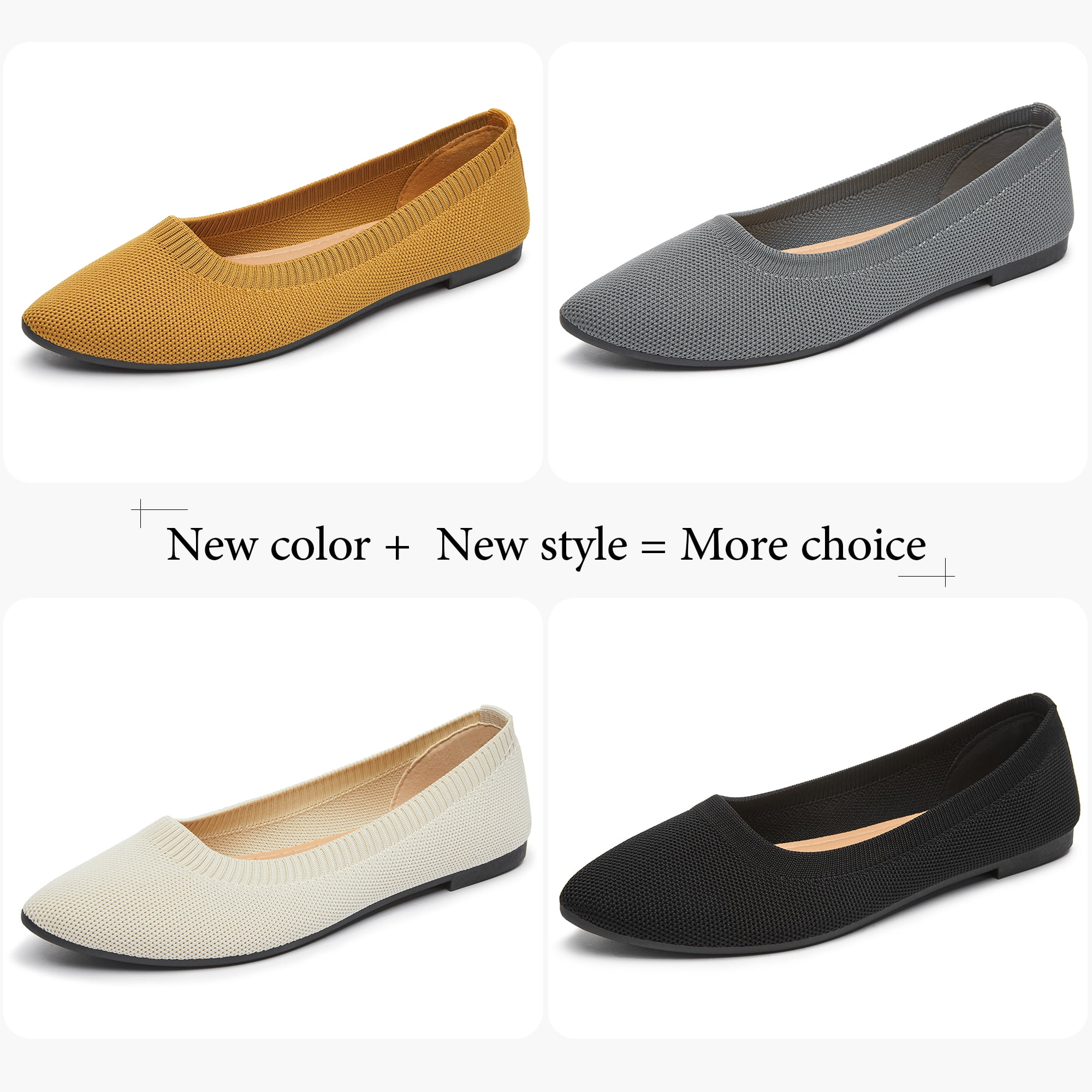 AOMAIS Women's Ballet Flats Pointed Toe Flats Mesh Slip On Shoes Fashion Lady shoes Classic Loafer Flats(Yellow,US11)