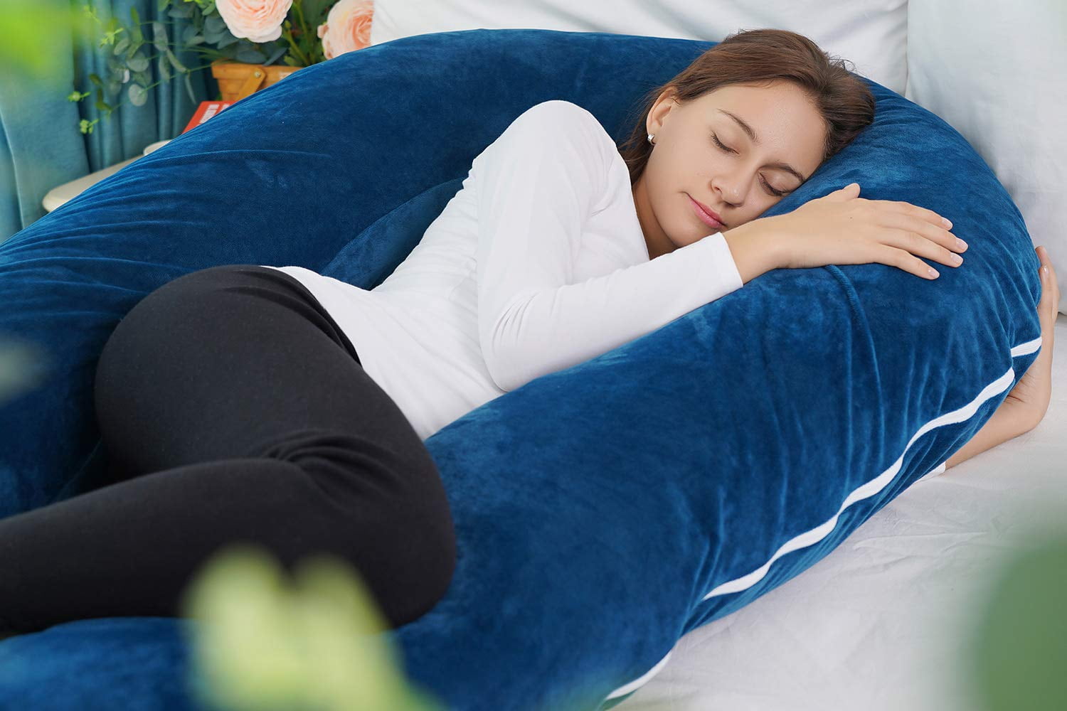 Pillow  Body Pillows For Sleeping 65" Maternity Women With Cover Blue