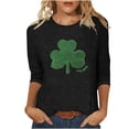 thumbnail image 2 of St. Patrick's Day Shirt for Women Ireland Large Textured Shamrock Graphic T-Shirt 3/4 Sleeve Crewneck Casual Loose Festival Apparel Irish Pride Gift, 2 of 4