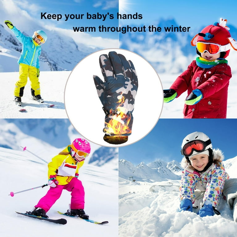 Kids Snow Gloves Boys Girls Snow Gloves Camouflage Winter Outdoor