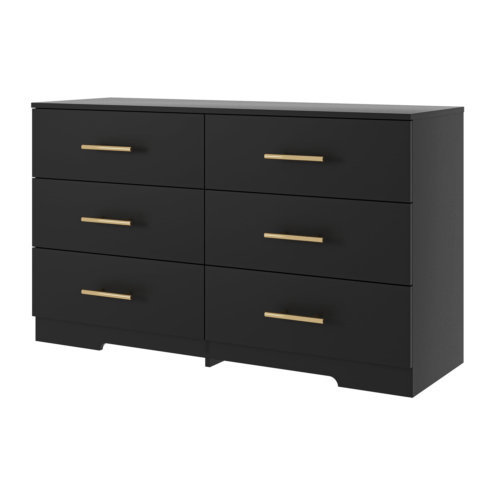Kadyn Chest of Drawer Dressers Table, 6 Drawer Double Dresser with Golden Handle, Black Storage Cabinet for Living Room Kadyn Chest of Drawer Dressers Table, 6 Drawer Double Dresser with Golden Handle, Black Storage Cabinet for Living Room