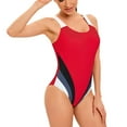 thumbnail image 5 of CIENVNSTG Womens Color Block Splicing One Piece Swimsuit Scoop Neck Racerback Sleeveless Athletic Style Comfortable Bathing Suit For Swimming Pool Water Activities Red XXL, 5 of 7