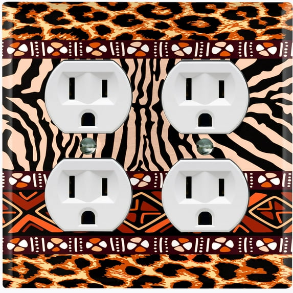 Metal Light Switch Plate Cover African Safari Animal Print Tribal Art Pattern SFR043