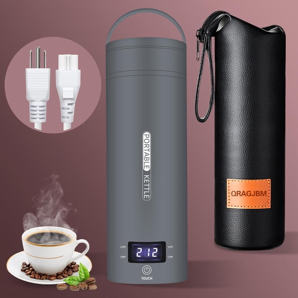 Travel Electric Kettle Portable Small Mini Tea Coffee Kettle Water Boiler, Water Heater with 4 Temperature Control,304 Stainless Steel with Auto Shut