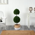 thumbnail image 3 of Nearly Natural 3.5' Boxwood Double Ball Topiary Artificial Tree in Woven Planter, 3 of 4