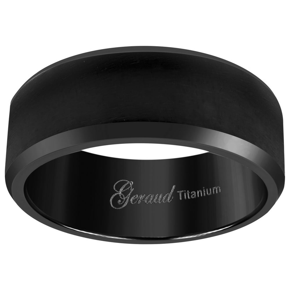Jewelry Titanium Black Mens Brushed Beveled Edge Comfort Fit
