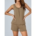 thumbnail image 3 of SUNSIOM Pyjama Deux Pièces pour Femmes Ensemble Débardeurs et Shorts Froncés Sans Manches, 3 of 9