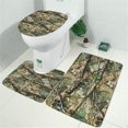 thumbnail image 2 of Forest Camo Branches Leaves Pattern Bathroom Rugs Sets 3 Piece,Toilet Cover Set,Absorbent Non Slip Bathroom Mats Sets with U-Shaped Contour Rug Toilet Rug Set, 2 of 5