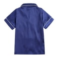 thumbnail image 3 of eczipvz Girls Pajamas Satin Pajama Set Silk Pjs Short Sleeve Sleepwear Loungewear Clothes Set Dark Blue 13-14 Years, 3 of 7