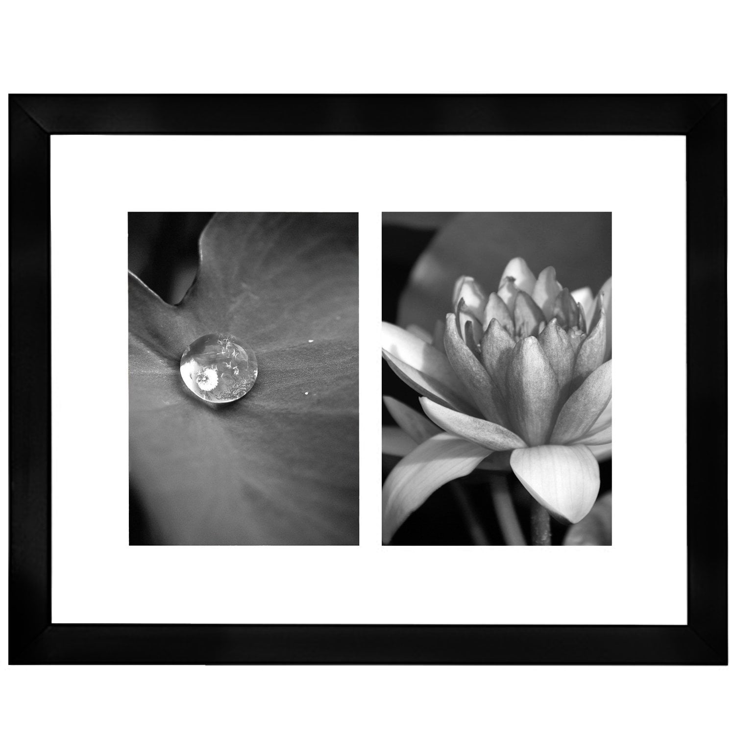 11x14 Collage Picture Frame - Displays Two 5x7 inch Portrait Pictures - White Mat - Multiple Picture Frame