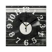 Disk Music Wall Clock Square Silent Non Ticking Battery Operated Clock for Home Bathroom Kitchen Bedroom Living Room