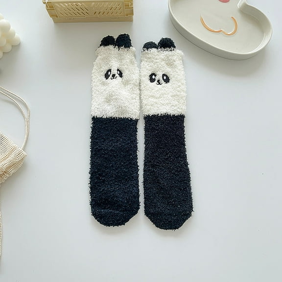 Summer Saving Clearance AXXD Running Socks Womens, Cute Coloer Stripe Wave Point Print Thicken Coral Fleece Keep Warm Socks