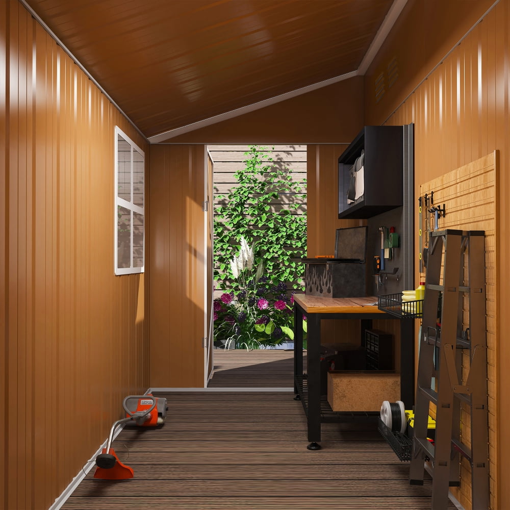 Commercial-Grade 8x4 Metal Shed - Reinforced Storage with Windows & Ventilation for Equipment