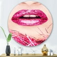 thumbnail image 2 of Designart 'Close-Up Of Golden Female Lips II' Modern Circle Metal Wall Art 29x29 - Disc of 29, 2 of 5