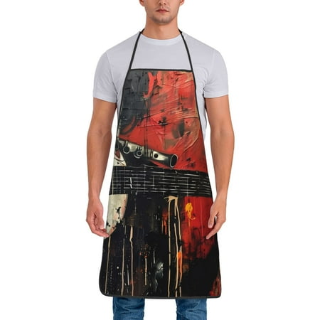 

Matuu Abstract Skull Guitar Art for Cooking Apron for Men and Women Adjustable Strap and Waist Ties for Baking Cooking Gardening