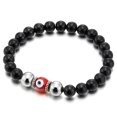 thumbnail image 4 of Pulsera Hombre Mujer Cojín Abalorios Negros con Cristal Estilo Murano, 4 of 5
