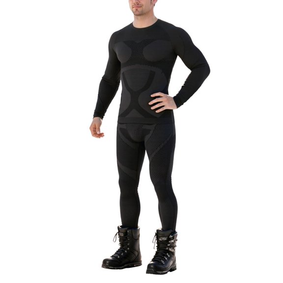 DHFJKG Compression Shirt 2 Piece Set For Men Ski Athletic Workout Long Sleeve Slim Fit Top And Pants Breathable Base Layer Cozy Outfit
