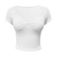 thumbnail image 6 of Women Slim V Neck Short Sleeved T Shirt Solid Color Sexy, 6 of 6