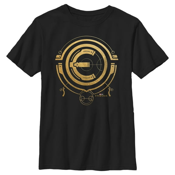 Boy's Marvel Eternals Golden Logo Graphic Tee Black Small