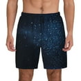 thumbnail image 2 of Picia Blue Glitter Retro pattern Mens Swim Trunks with Compression Liner Stretch Beach Shorts Quick Dry with Zipper Pockets No-Chafing Board Shorts-Large, 2 of 9