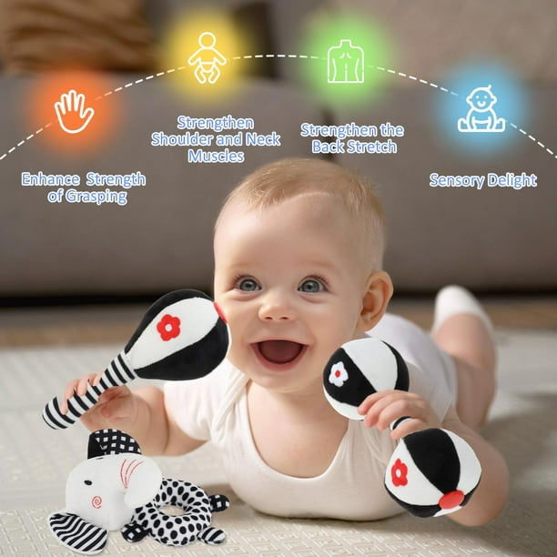 3x sonajeros para bebés, juguete Montessori de mano, sonajero