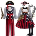 thumbnail image 2 of Disfraz de pirata de Halloween para niños y niñas, disfraces de fiesta de carnaval, ropa de actuación para niños pequeños, 2 of 5