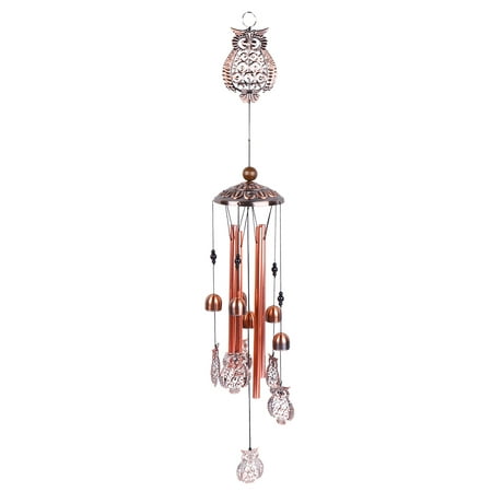 

Garden Home Decoration Metal Pipe Brass Wind Chime Pendant Metal Crafts Ornaments Hanging Pendant for Home (Owl Pattern Light Brown)