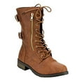 thumbnail image 2 of Forever Women's Mango-71 Faux Leather Military Style Ankle Boots Tan, (6), 2 of 3