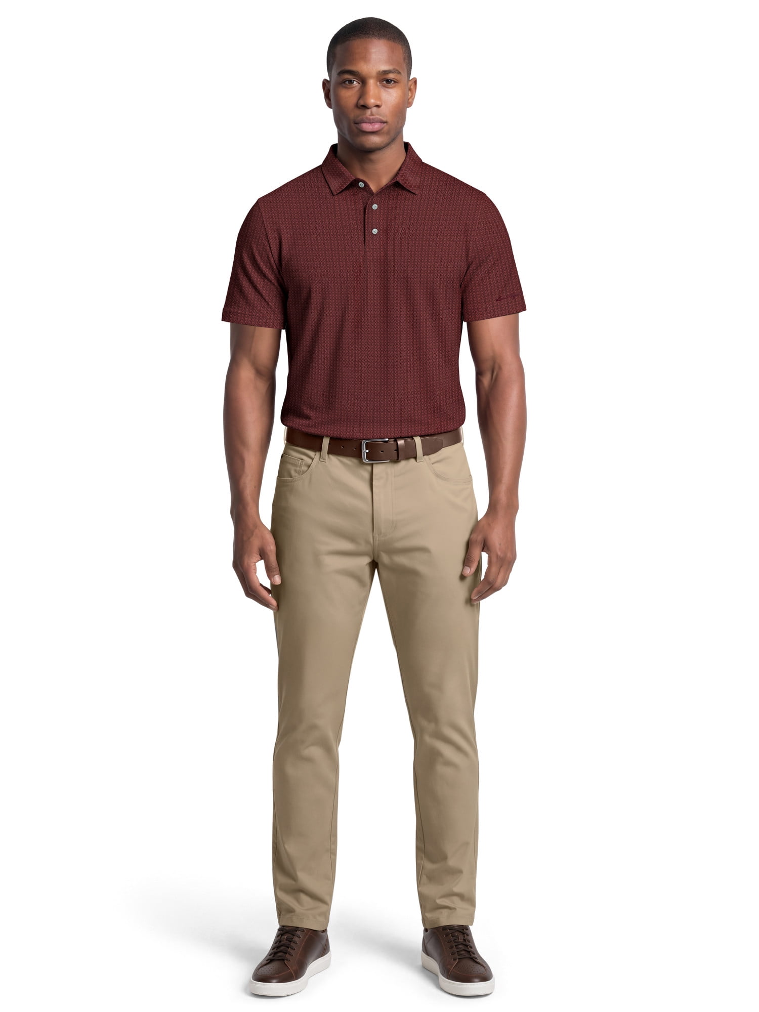 Ben Hogan Performance Men's & Big Men's Two Color Jacquard Short Sleeve Polo Shirt, Sizes S-4XLT