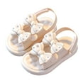 thumbnail image 5 of Siilsaa Sandals for Girls Girls Sandals Kids Strap Flat Sandals Open Toe Summer Flower Casual Sandals Beige,11.5, 5 of 6