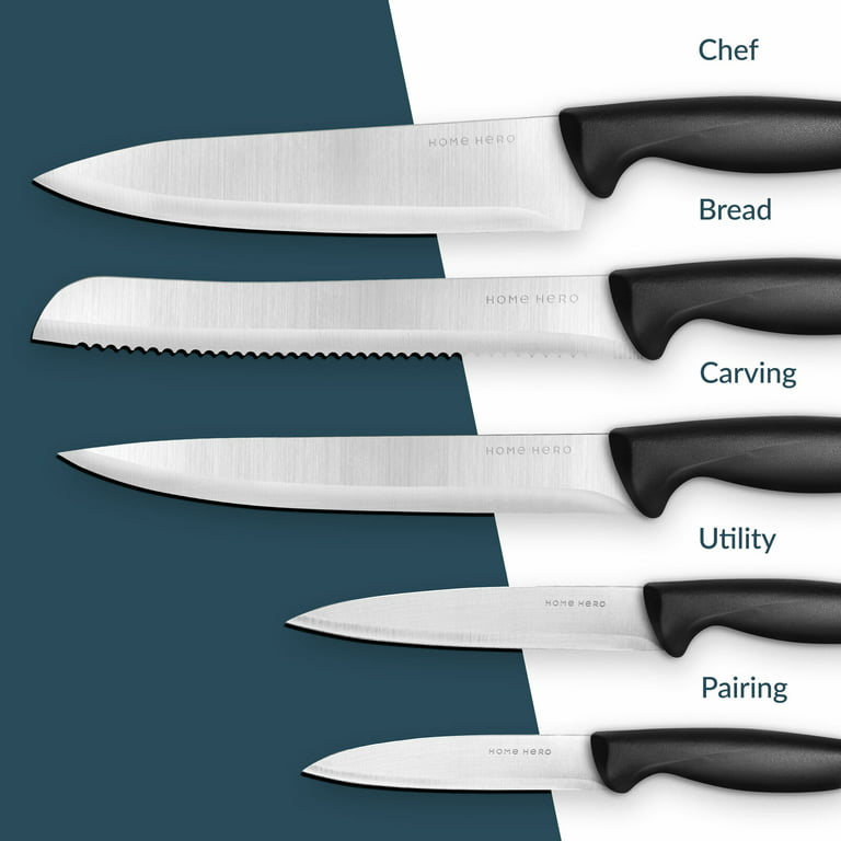 Home Hero 11 Pcs Kitchen Knife Set, Chef Knife Set & Steak Knives -  Professional Design Collection - Razor-Sharp High Carbon Stainless Steel  Knives