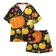thumbnail image 2 of Elegyee Girls Thanksgiving Turkey Pajamas Satin Button Down Shirt Shorts PJs(2-13 Years), 2 of 4