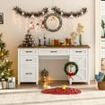 thumbnail image 2 of Vabches 61'' Executive Desk with 5 File Drawers, Wood Workstation with Charging Station & Storage Cabinet for Home Office and Study, 2 of 8