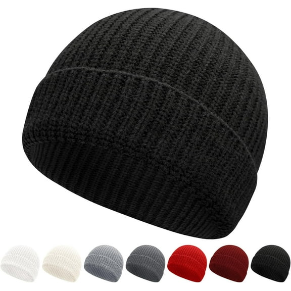 Fashion Fisherman Beanie Cap for Men Women Short Cuff Knit Beanie Winter Warm Hats Cap, 1pc