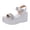 Silver, variant on Women's Glitter Platform Wedge Sandals Open Toe Faux Leather Breathable Comfort Summer Shiny Shoes, Silver