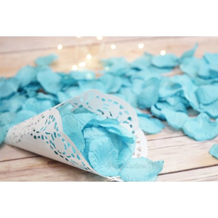 Bulls Silk - Quasimoon Turquoise Silk Rose Petals Confetti for Weddings in Bulk by PaperLanternStore