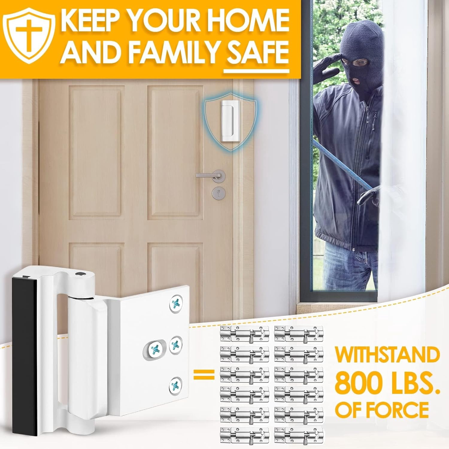 Home Security Door Lock Door Reinforcement Lock Door Locks for Kids Safety Flip Door Lock Latch Childproof Night Lock Door Security Front Door Child Safety Lock High Security Locks for Doors Inside
