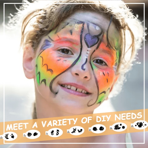 16 Plantillas De Pintura Facial Reutilizables – Diseños De Animales Y Formas, Ideales Para Niños, Fiestas Y Cosplay