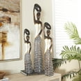 thumbnail image 2 of 32", 23", 20"H Brown Wood Standing African Woman Sculpture with Baskets on Their Heads, by DecMode (3 Count), 2 of 8
