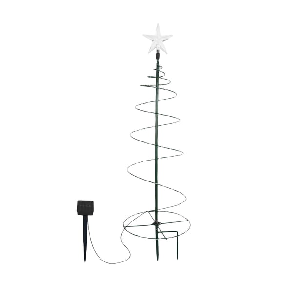 Outdoor Spiral Christmas Tree with LED Lights and Star Topper Solar Powered Holiday Decoration for Garden Yard Lawn Party