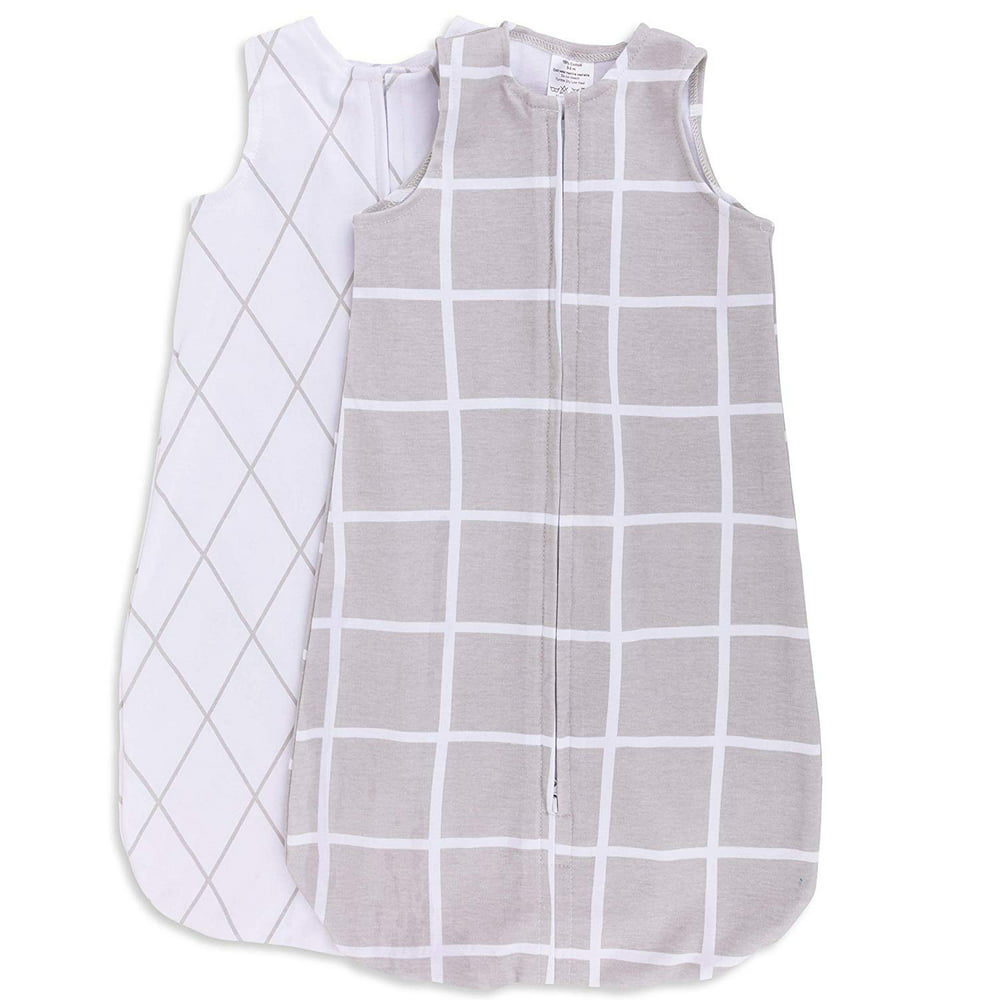 Ely's & Co. Wearable Blanket/Baby Sleep Bag I Grey Grid - 2 Pack 0-3 Months
